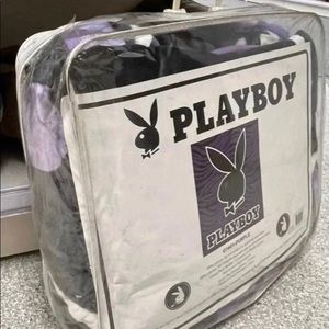 Playboy Plush Luxury Blanket Purple Zebra Queen Size